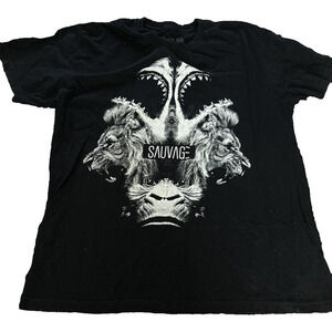 Savage Crew Mens 2XL Chaos Shark Lion Gorilla Grunge Punk Graphic T Shirt